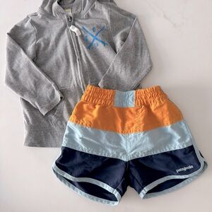 Bundle: Patagonia Baby BoardShorts & Lightweight Cotton Zip-up Hoodie